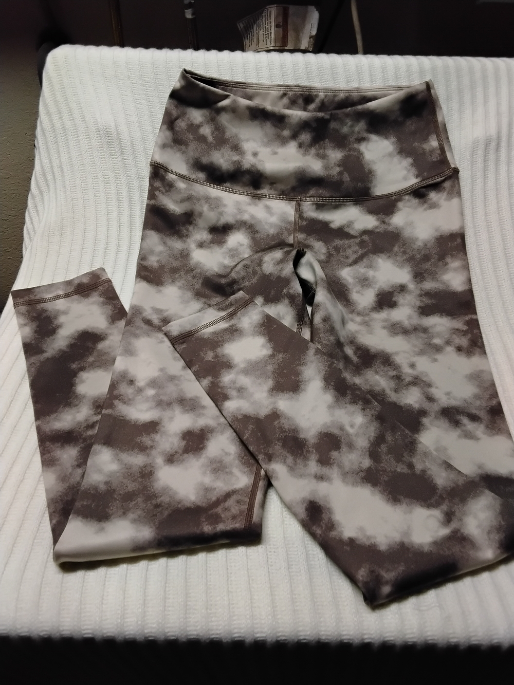Girls High-Waist Cloud Print Leggings - Brown/White